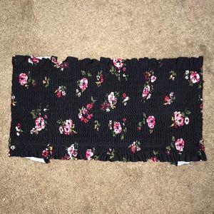 Bandeau bathing suit top—Smocked, Lace up back